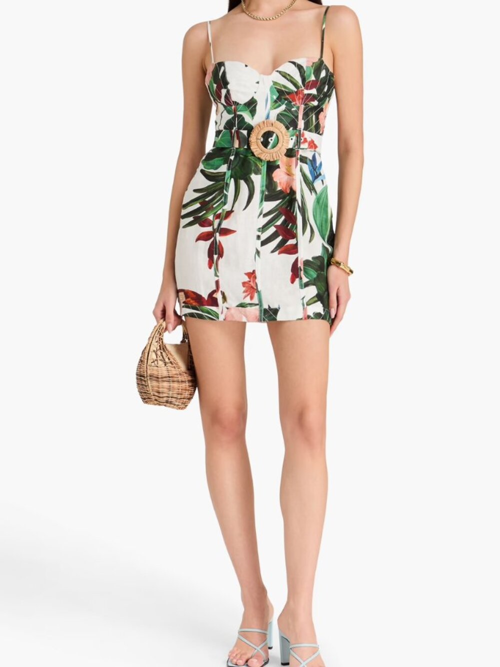 FARM RioMidnight McCaw Fiesta Floral Linen Blend Mini Dress Size Small NWT